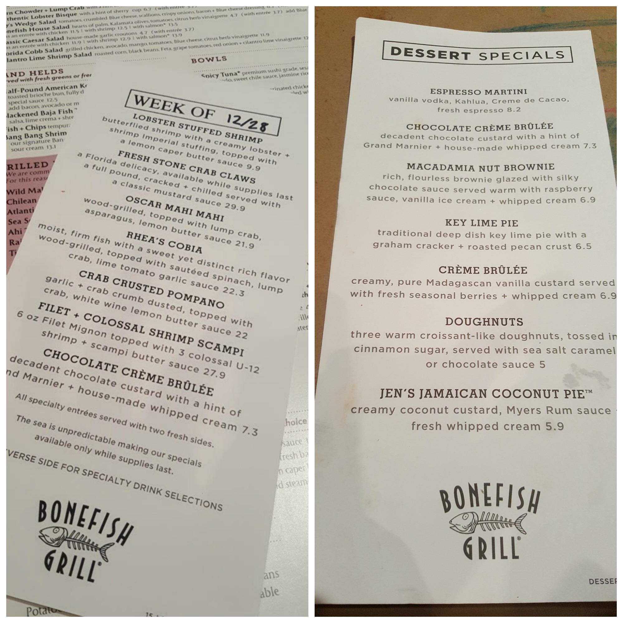 Weekly special at Bonefish